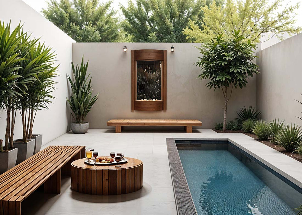 Adagio Serene Waters Wall Fountain - 36"H x 21"W - Lifestyle Banner