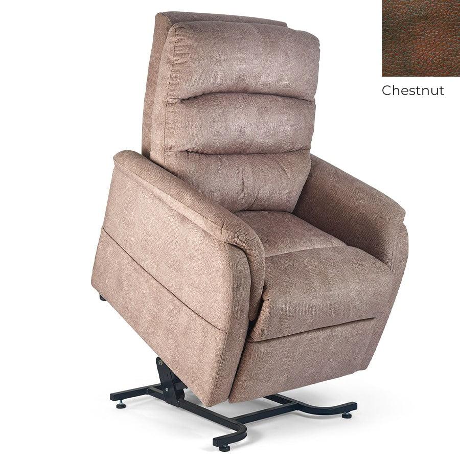 UltraComfort UC114-M Destin Explorer 1 Zone Power Lift Chair Recliner in Imagine Fabric Antler with Chestnut swatch on upper right corner