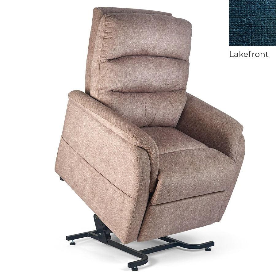 UltraComfort UC114-M Destin Explorer 1 Zone Power Lift Chair Recliner in Imagine Fabric Antler with Lakefront swatch on upper right corner