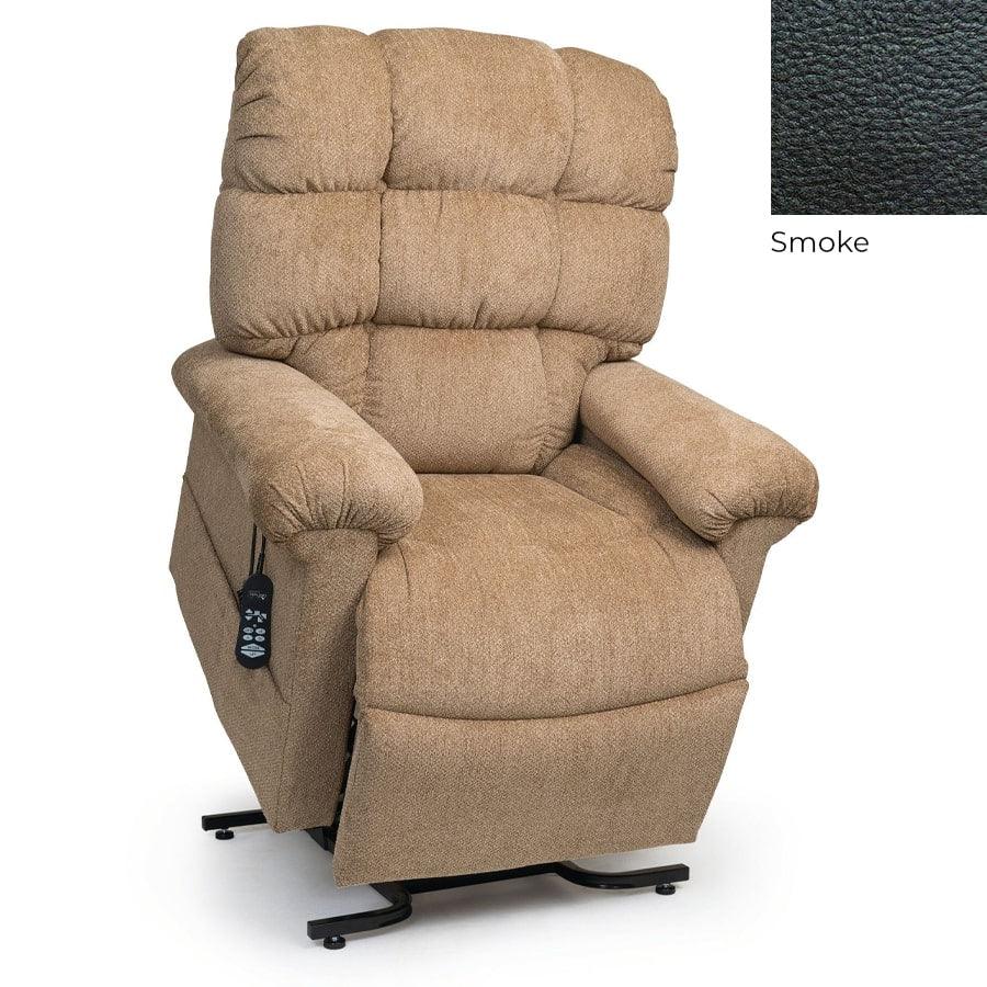 UltraComfort UC556-MLA Vega Medium/Large Size 2 Zone Zero Gravity Lift Chair in Easy Living Fabric Sandstorm with Smoke swatch on upper right corner