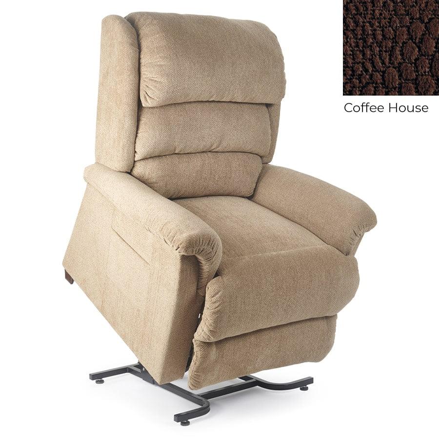 UltraComfort UC559-L Polaris 2 Zone Zero Gravity Lift Chair in Imagine Fabric Antler with Coffee House swatch on upper right corner from Wish Rock Relaxation