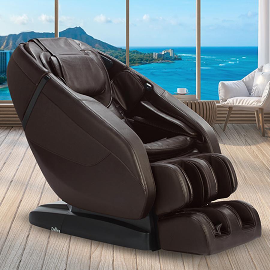Daiwa Solace Massage Chair - Chocolate color in a beautiful room - Wish Rock Relaxation