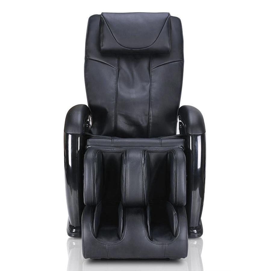 Ergotec ET-100 Mercury Massage Chair in black front view highlighting ergonomic design and advanced features.