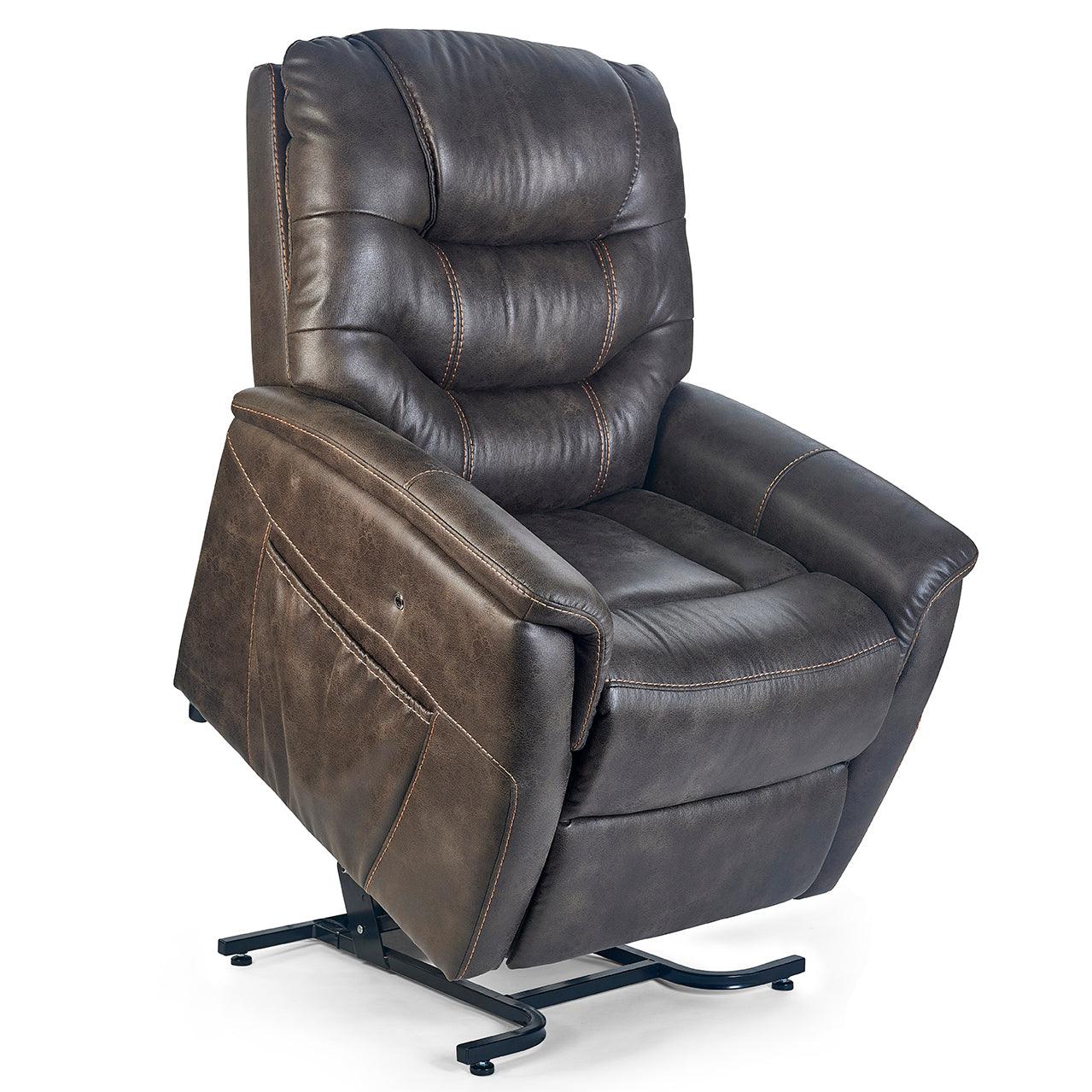 UltraComfort UC476-M Marabella Explorer 4 Zone Zero Gravity Power Lift Chair in graphite color shown in lifted position.