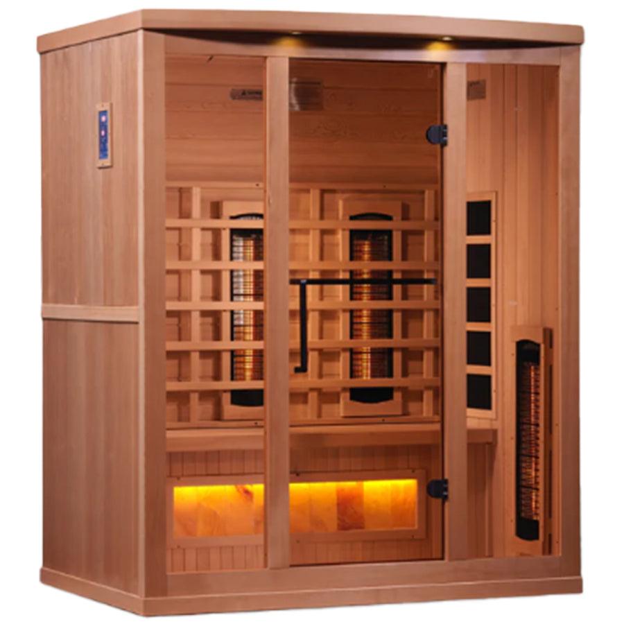 Golden Designs 3-Person Full Spectrum PureTech™ Near Zero EMF FAR Infrared Sauna - Canadian Hemlock - Wish Rock Relaxation