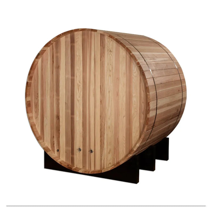 Golden Designs "St. Moritz" 2 Person Barrel Traditional Sauna -  Pacific Cedar - Back View