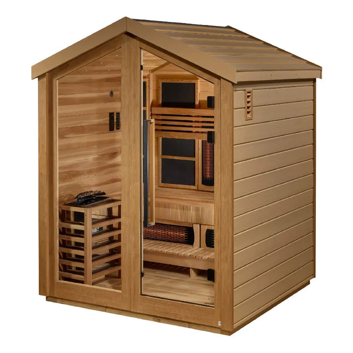 Golden Designs "Loviisa" 3 Person Hybrid Outdoor Sauna - Canadian Red Cedar - Left View