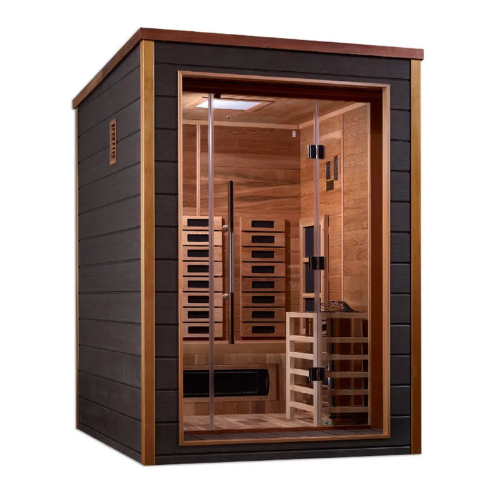 Golden Designs "Nora" 2 Person Hybrid Outdoor Sauna - Canadian Red Cedar - Right View