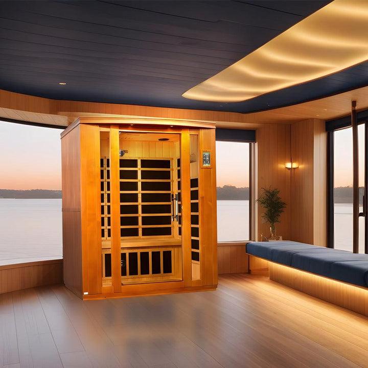 Dynamic Bellagio 3-Person Low EMF FAR Infrared Sauna - Canadian Hemlock - Wish Rock Relaxation