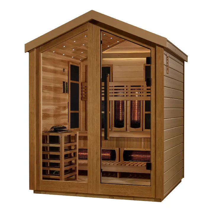 Golden Designs "Loviisa" 3 Person Hybrid Outdoor Sauna - Canadian Red Cedar - Left View