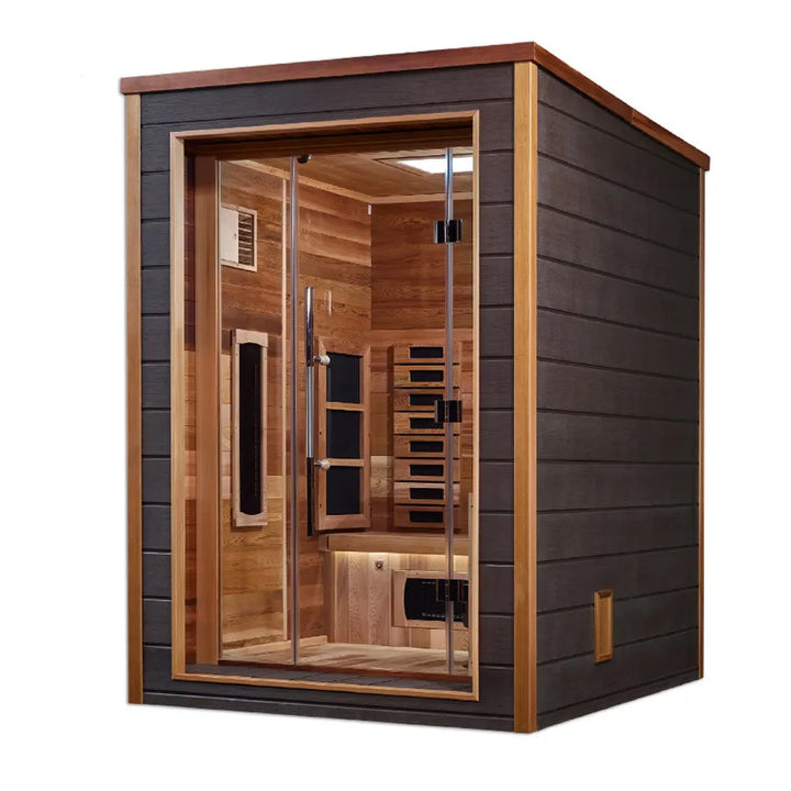 Golden Designs "Nora" 2 Person Hybrid Outdoor Sauna - Canadian Red Cedar - Right View