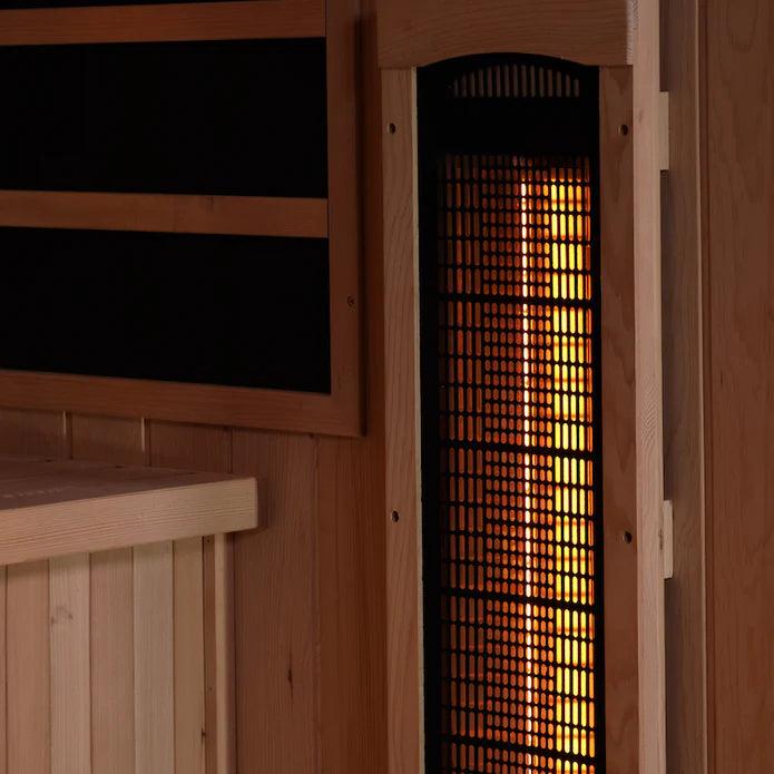 Golden Designs 2-Person Full Spectrum PureTech™ Near Zero EMF FAR Infrared Sauna - Canadian Hemlock - Wish Rock Relaxation