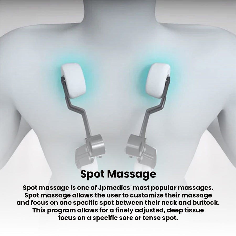 JPMedics KaZe Duo Massage Chair close-up animation of quad roller massage system targeting chest and shoulder muscles in KaZe Duo chair.