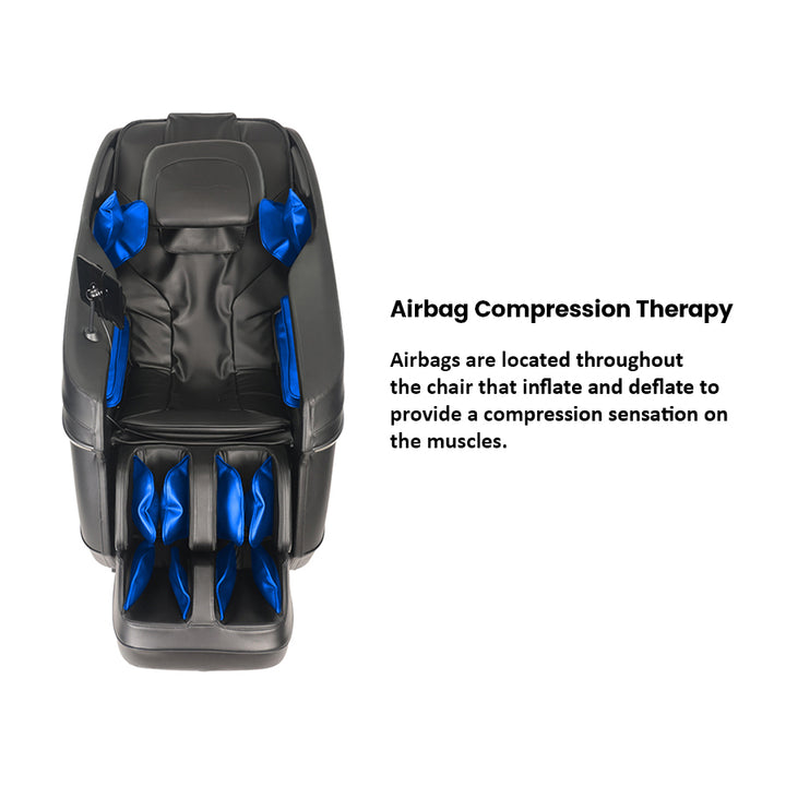 Kyota Zenyu M338 Massage Chair in black highlighting full-body compression airbags (18).