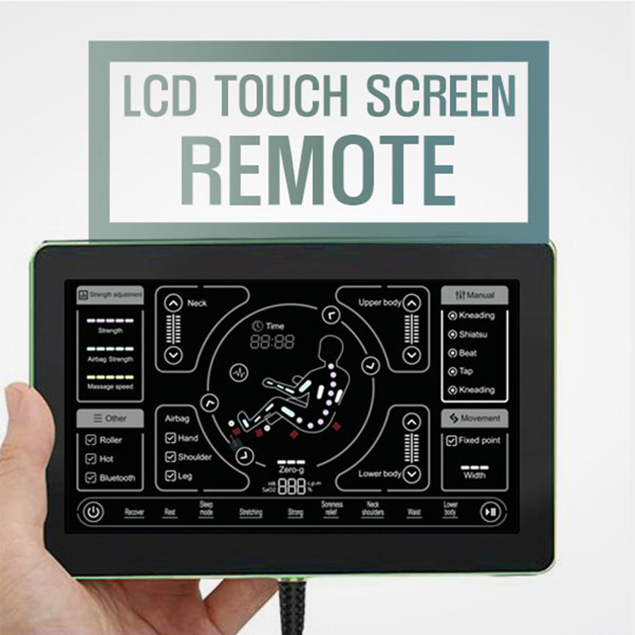 Kahuna Dios-7300 7D Massage Chair LCD Touch Screen Remote which makes customization of your massage experience easy