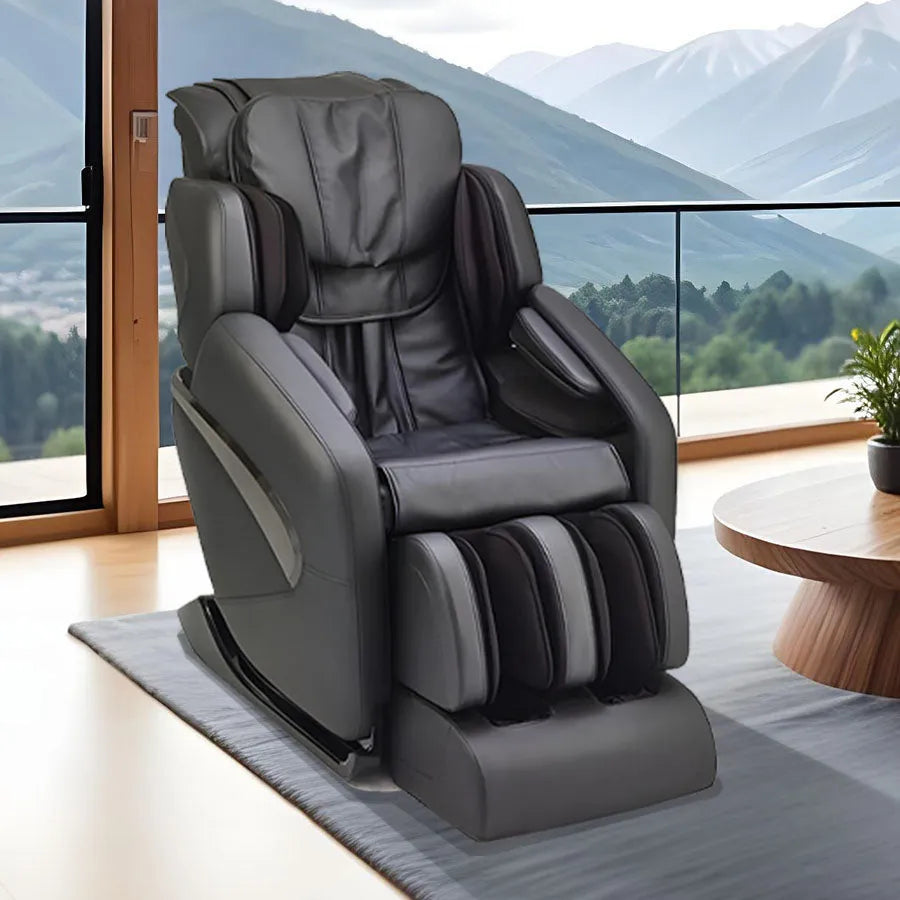 Inner Balance Wellness Jin Massage Chair in Black color; lifestyle image in an inviting room from Wish Rock Relaxation