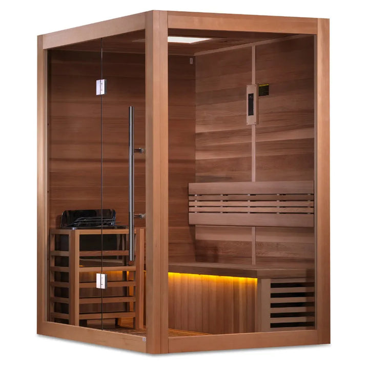 Golden Designs "Hanko Edition" 2 Person Indoor Traditional Sauna - Canadian Red Cedar - Left View