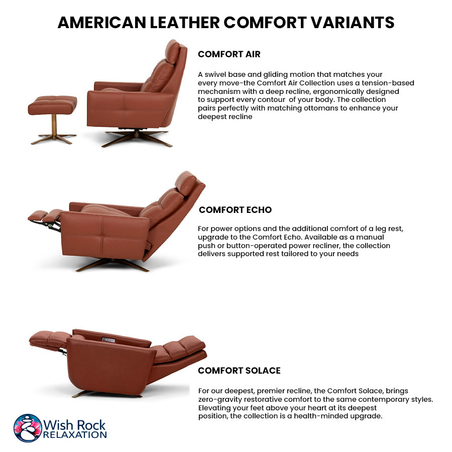 American Leather Comfort Air Options - Comfort Air Chair, Comfort Echo Recliner and Comfort Solace Zero Gravity Recliner from Wish Rock Relaxation