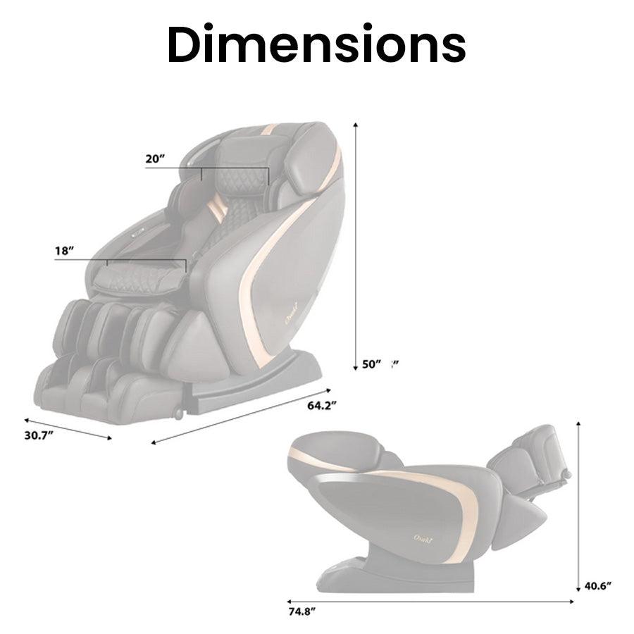 Osaki OS-Pro Admiral II Massage Chair full chair dimension with 50
