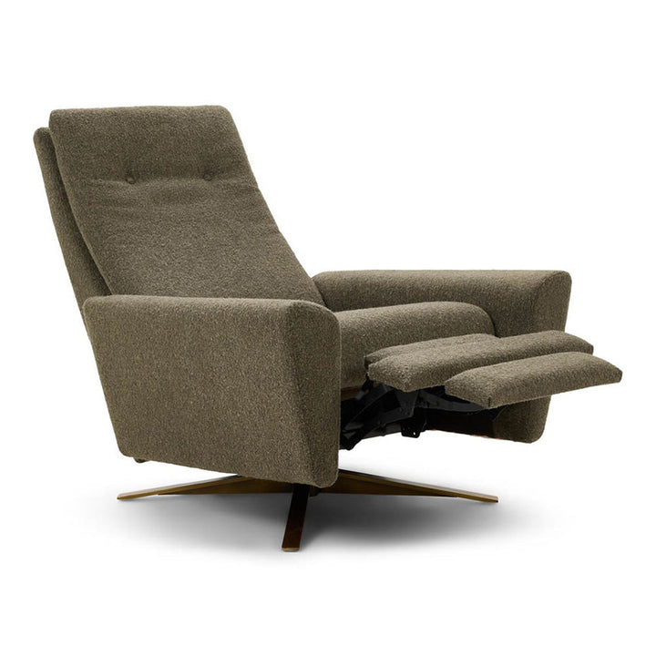 American Leather Comfort Air Atlas Echo Zero Gravity Recliner in Fabric Grade III Marise Earth Reclined position