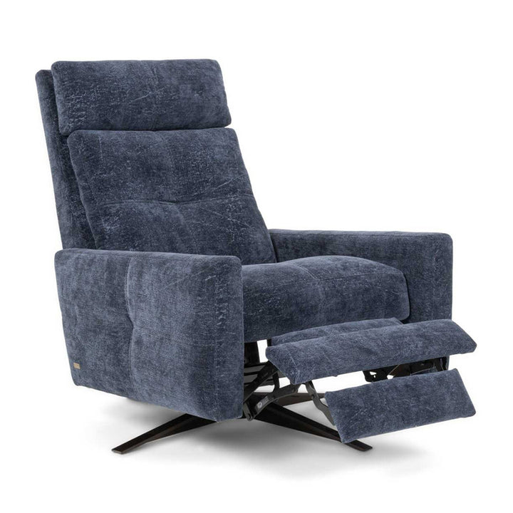 American Leather Comfort Air Rainier Echo Recliner in Fabric Tier I Rowdy with legrest raised