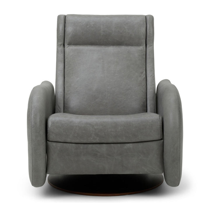 American Leather Comfort Air Nova Echo Recliner in Leather Tier F Bison Charcoal front view