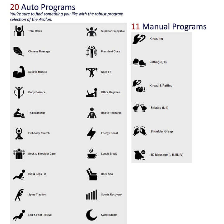 Osaki Platinum 4D Avalon Massage Chair with 20 Auto Programs and 11 Manual Programs