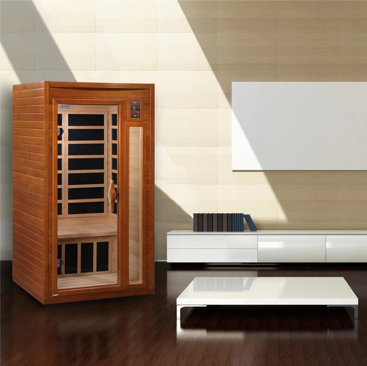 Barcelona 1-2-person Low EMF Infrared Sauna - Canadian Hemlock - Wish Rock Relaxation