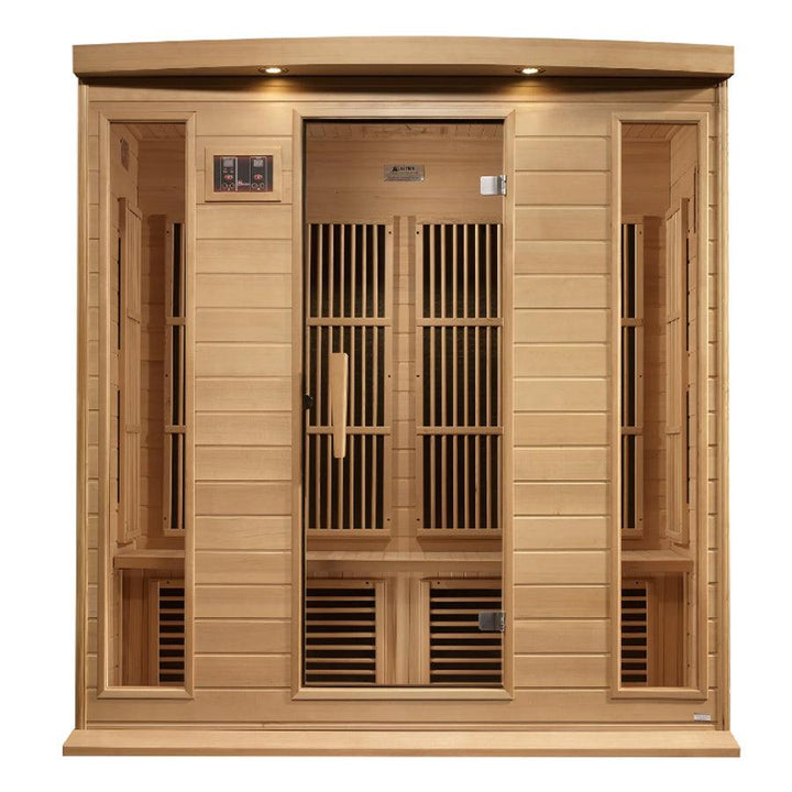 Maxxus 4-Person Low EMF FAR Infrared Sauna - Canadian Hemlock - Wish Rock Relaxation