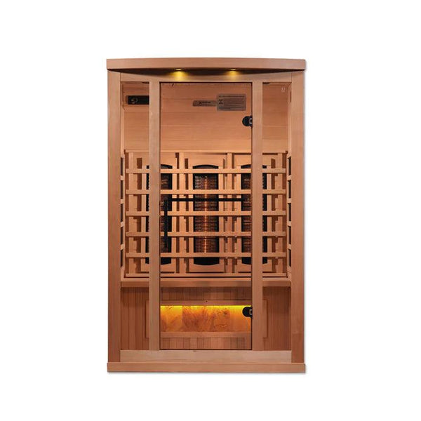 Golden Designs 2-Person Full Spectrum PureTech™ Near Zero EMF FAR Infrared Sauna - Canadian Hemlock - Wish Rock Relaxation