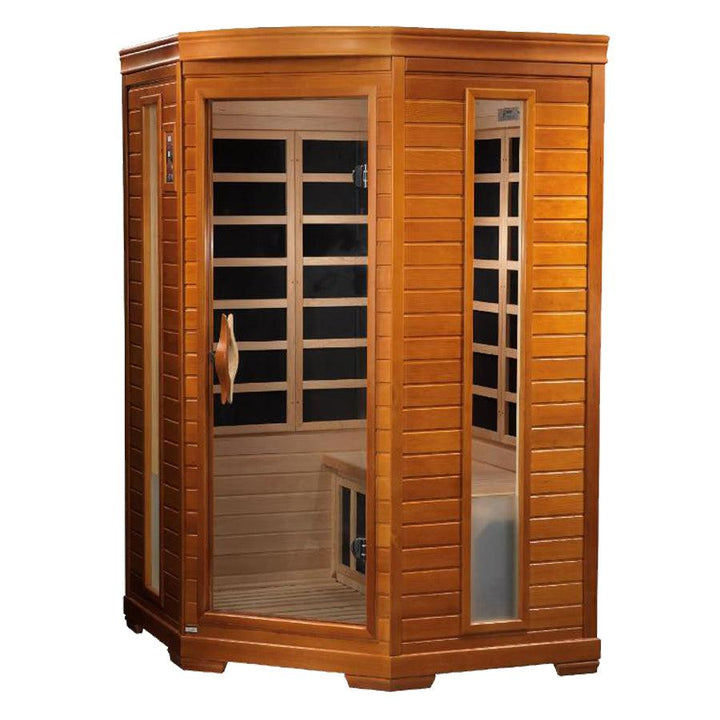 Dynamic Heming 2-Person Corner Low EMF FAR Infrared Sauna - Canadian Hemlock - Wish Rock Relaxation