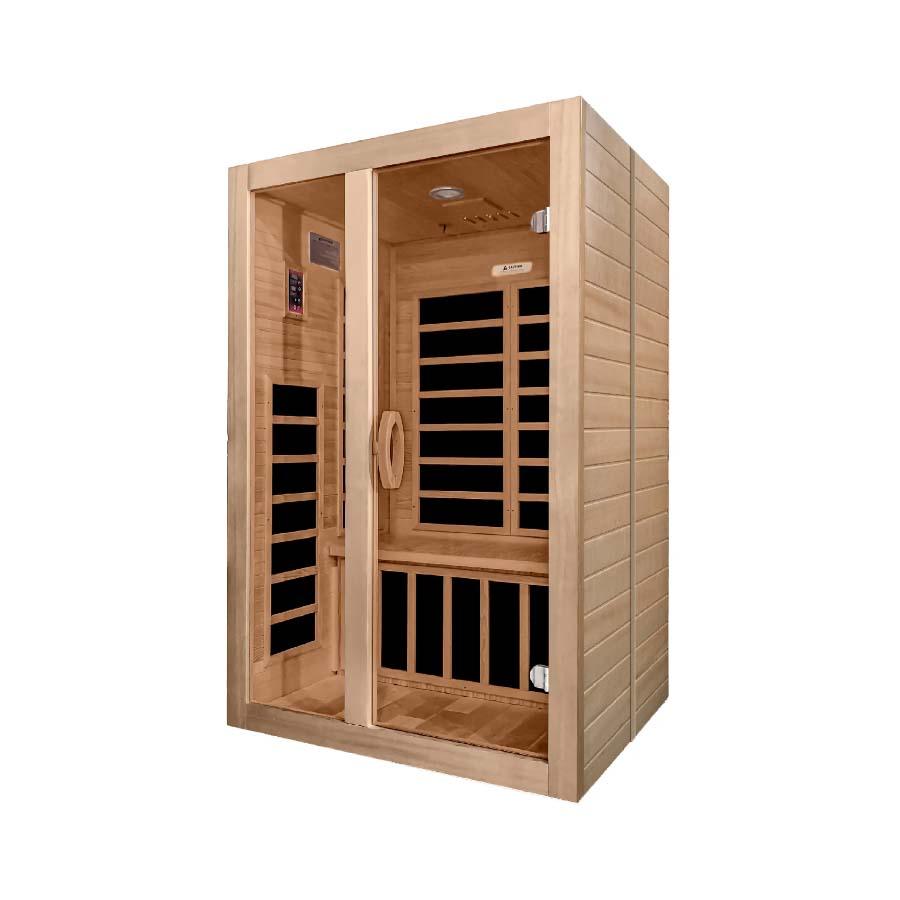Dynamic Santiago 2-Person Low EMF FAR Infrared Sauna - Canadian Hemlock - Wish Rock Relaxation