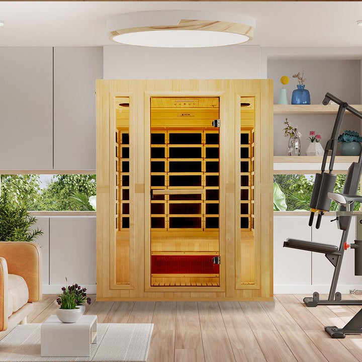 Maxxus "Trinity" Dual Tech 3-Person Corner Low EMF FAR Infrared Sauna - Canadian Hemlock - Wish Rock Relaxation