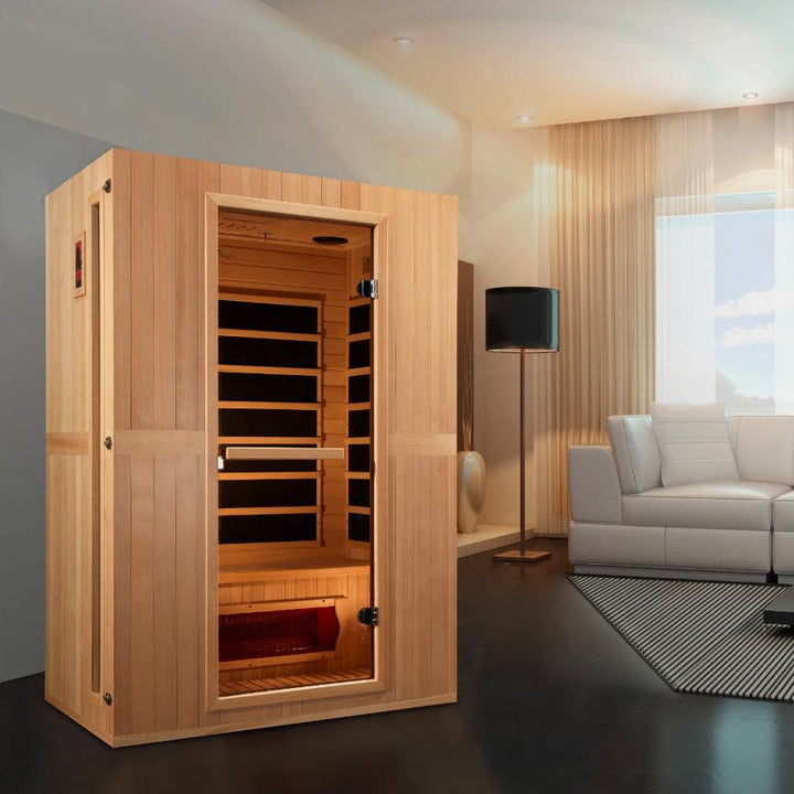 Maxxus "Serenity" Dual Tech 2-Person Low EMF FAR Infrared Sauna - Canadian Hemlock - Wish Rock Relaxation