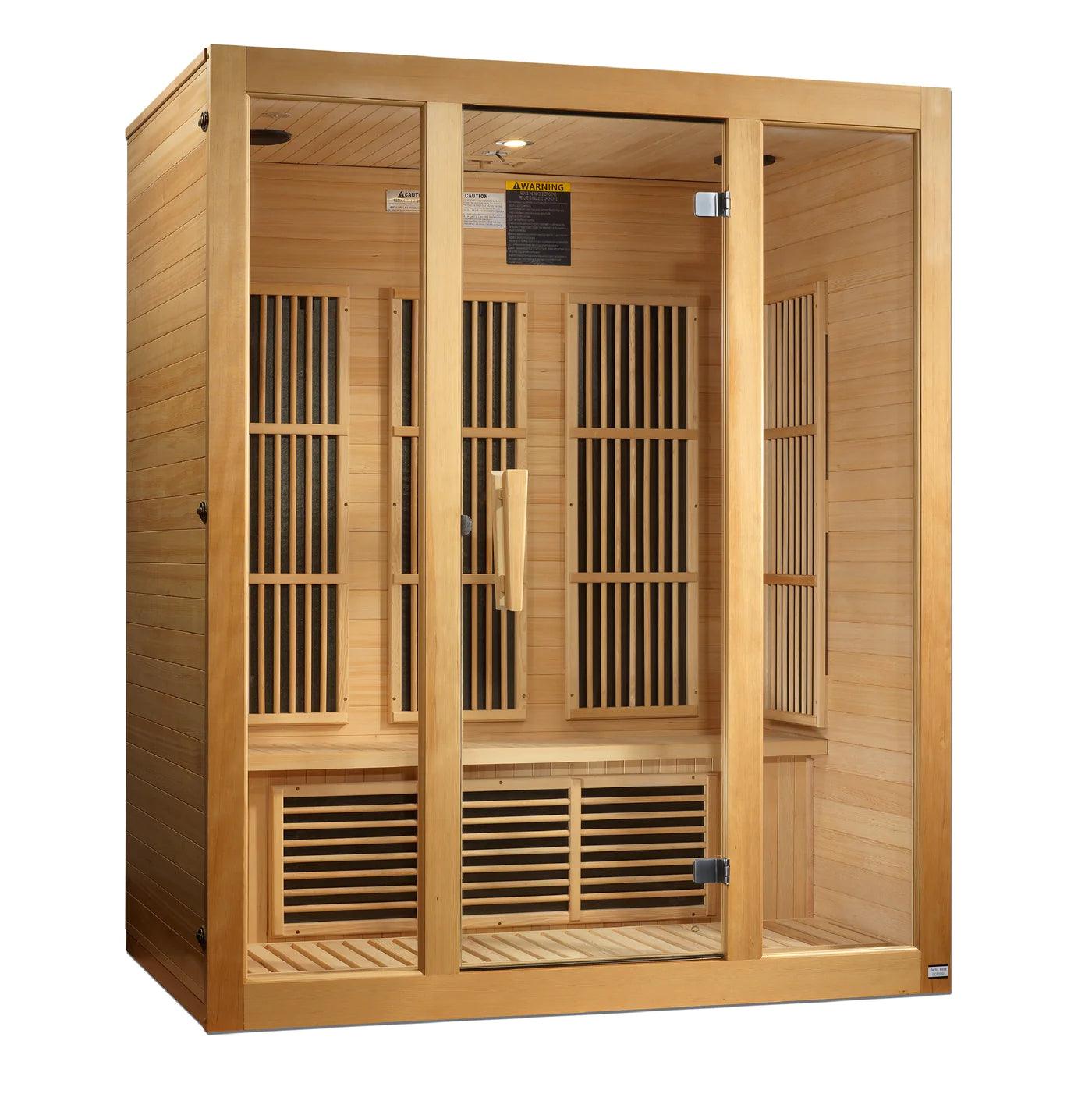 Maxxus "Bellevue" 3 person Low EMF FAR Infrared Sauna - Canadian Hemlock - Wish Rock Relaxation