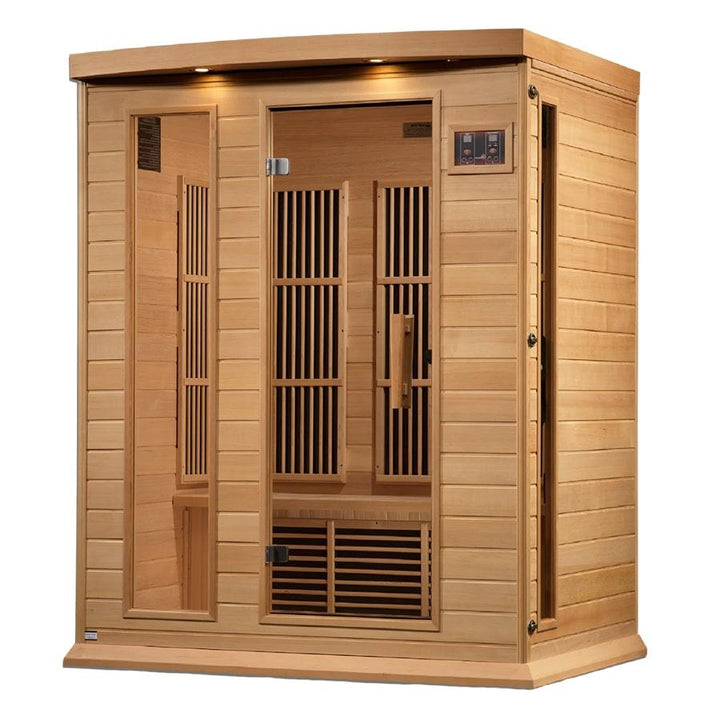 Maxxus 3 Person Low EMF FAR Infrared Sauna - Canadian Hemlock - Wish Rock Relaxation