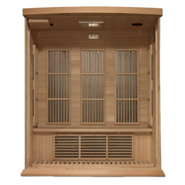 Maxxus 3 Person Low EMF FAR Infrared Sauna - Canadian Hemlock - Wish Rock Relaxation