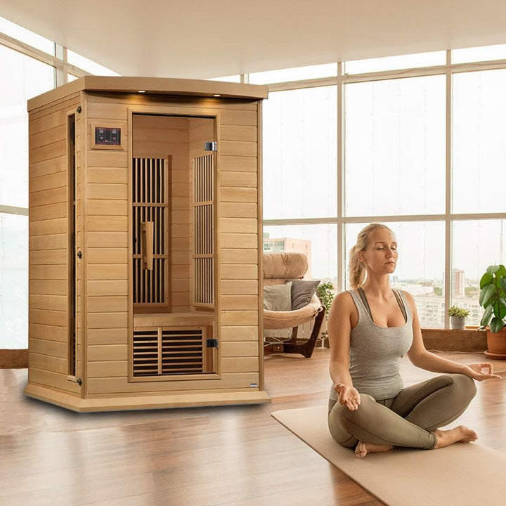 Maxxus 2 Person Low EMF FAR Infrared Sauna - Canadian Hemlock - Wish Rock Relaxation