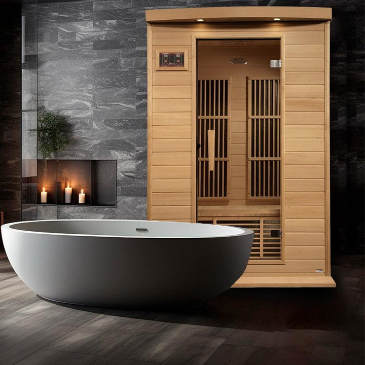 Maxxus 2 Person Near Zero EMF FAR Infrared Sauna - Canadian Hemlock - Wish Rock Relaxation