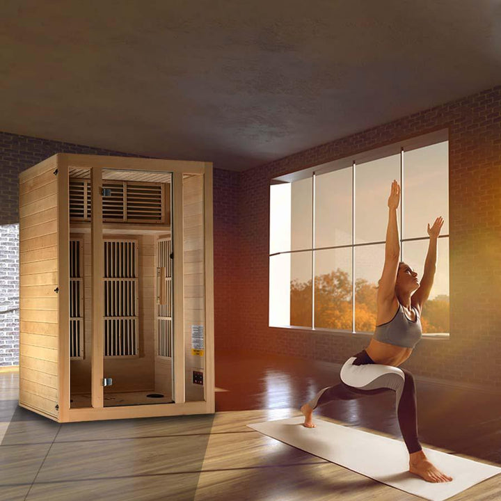 Maxxus "Seattle" 2 person Low EMF FAR Infrared Sauna - Canadian Hemlock - Wish Rock Relaxation