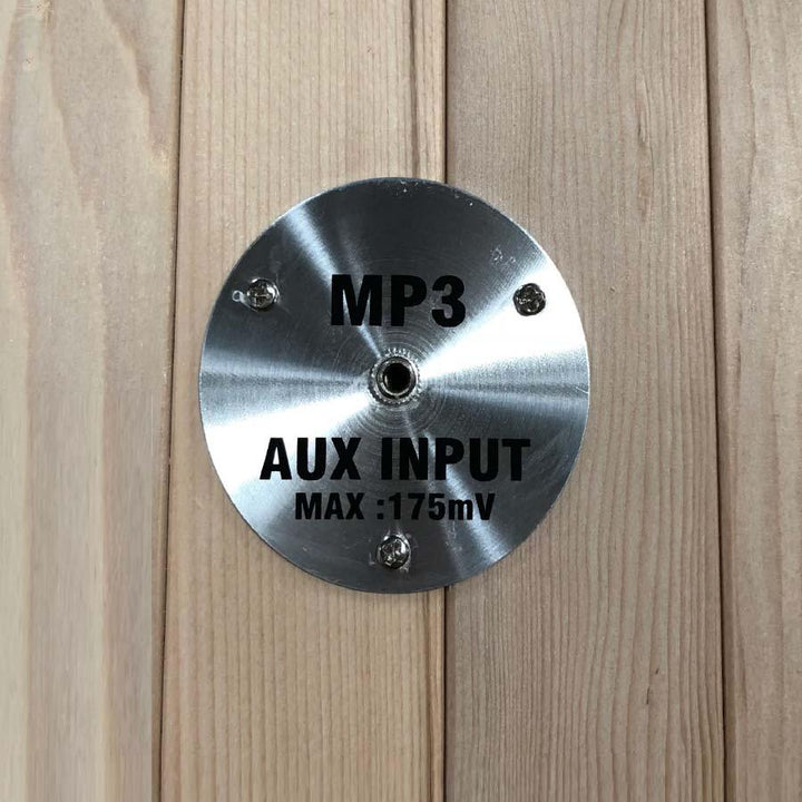 Dynamic Llumeneres 2-Person Ultra Low EMF FAR Infrared Sauna - Canadian Hemlock Built-in MP3 aux input for personalized music experience while using the Dynamic Llumeneres infrared sauna.