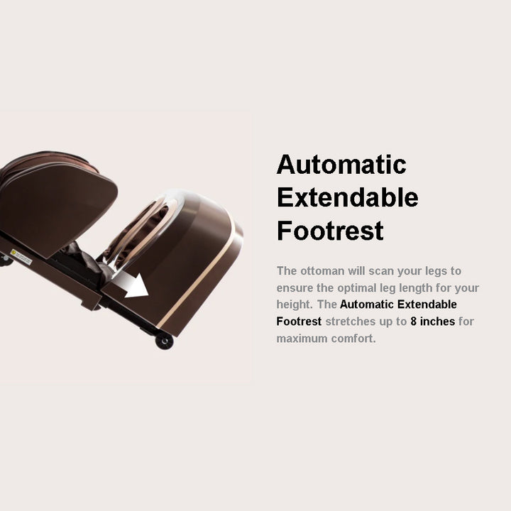 Osaki OS-4D Pro Maestro Massage Chair with automatic extendable footrest for customized leg support from Wish Rock Relaxation.