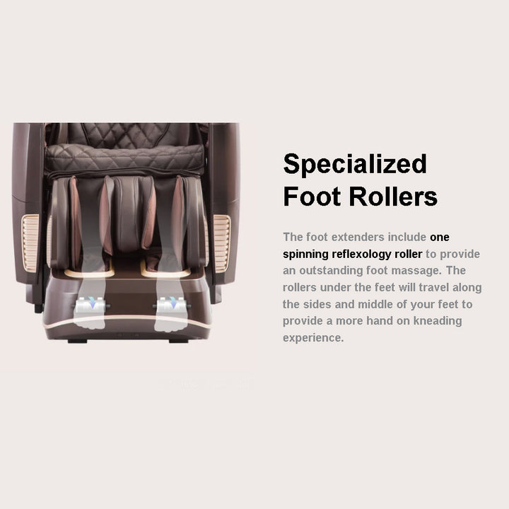 Osaki OS-4D Pro Maestro Massage Chair showing specialized foot rollers with reflexology nodes from Wish Rock Relaxation.
