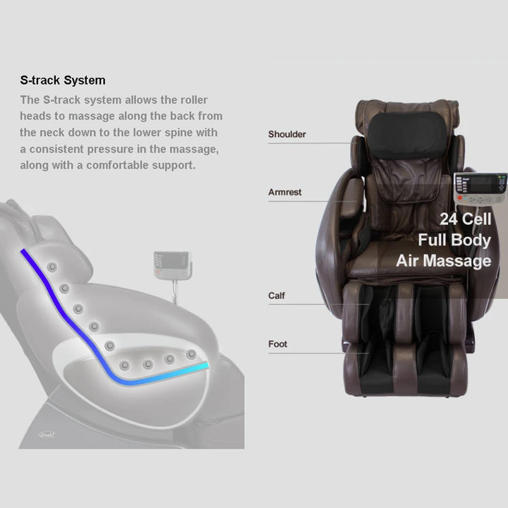 Osaki OS-4000T Massage Chair S-track system and 24-cell air massage zones from Wish Rock Relaxation
