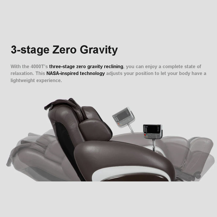 Osaki OS-4000T Massage Chair featuring Three-stage zero gravity recline of the inspired by NASA technology from Wish Rock Relaxation