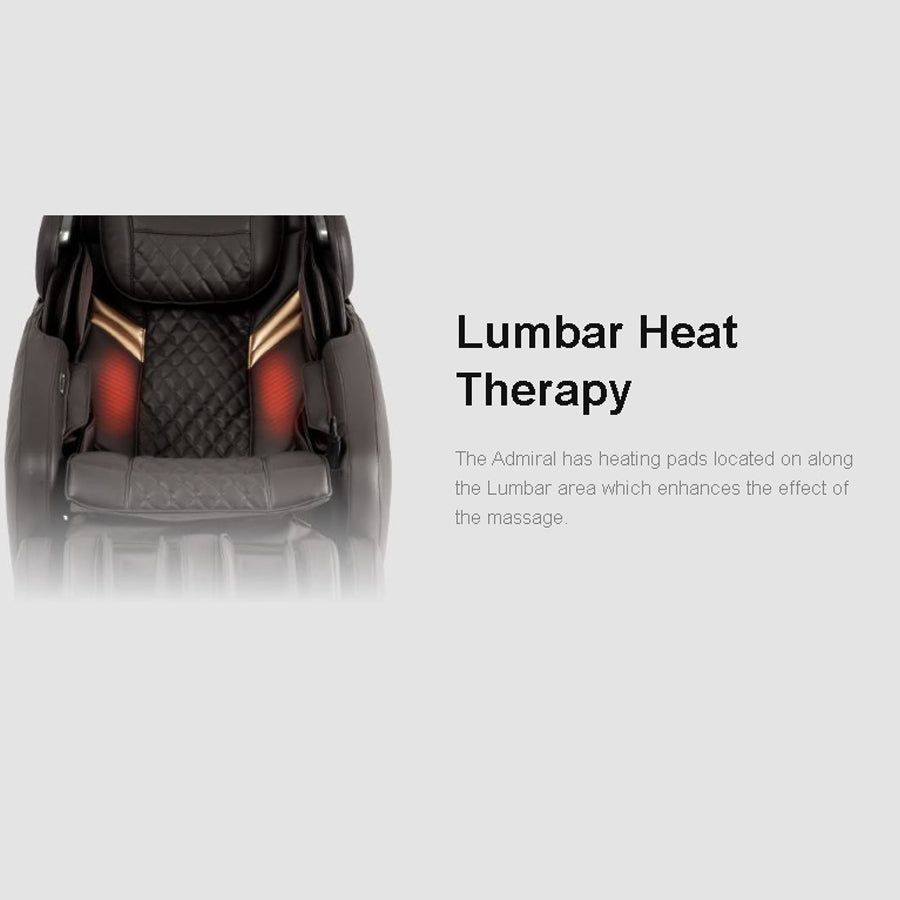 Osaki OS-Pro Admiral II Massage Chair with heated lumbar pads for added comfort and circulation boost.