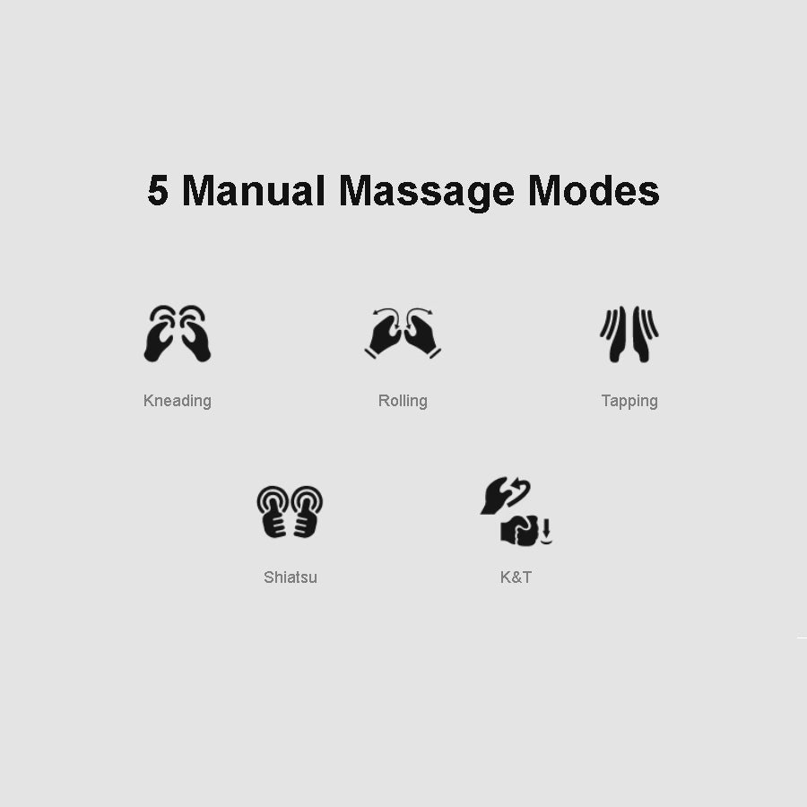 Osaki OS-Pro Admiral II 5 Manual massage modes including kneading, tapping, and shiatsu.