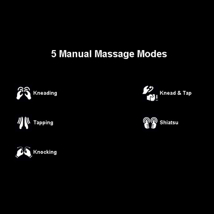 Osaki OS-4D Pro Paragon Massage Chair icons for 5 manual massage techniques including kneading and shiatsu.