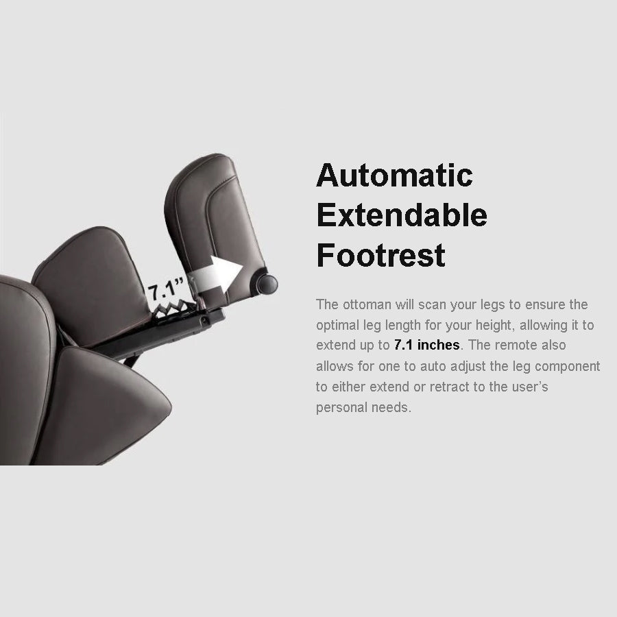 Osaki OS-Pro Admiral II Massage Chair footrest extending 7.1 inches to fit different user heights.