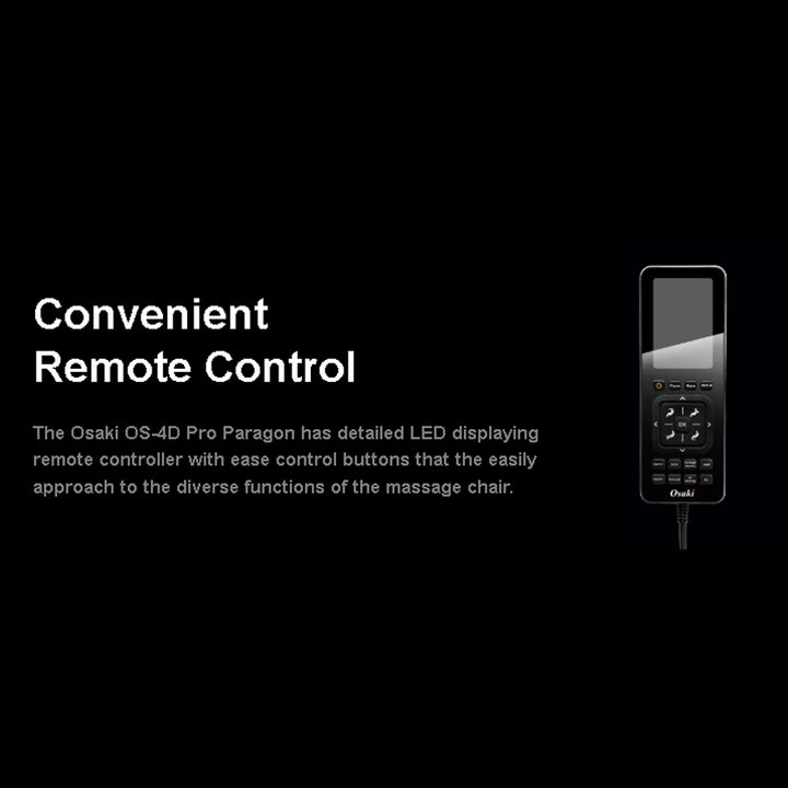 Osaki OS-4D Pro Paragon Massage Chair LED remote control with directional buttons and program settings.